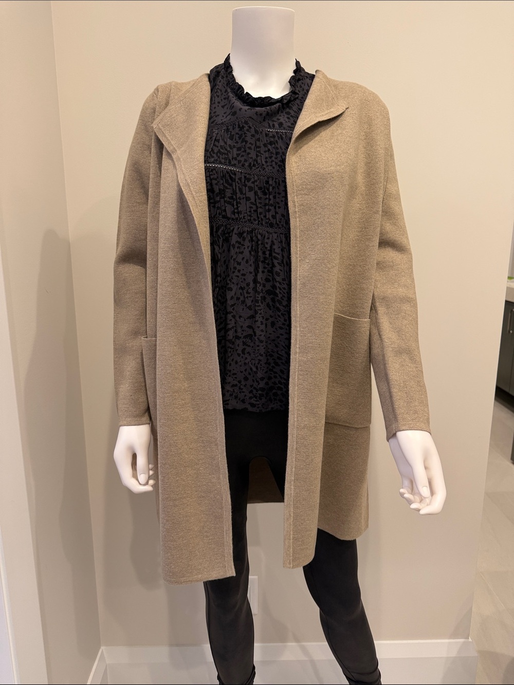 J. Crew Women's Taupe Open-Front Duster Cardigan Sweater